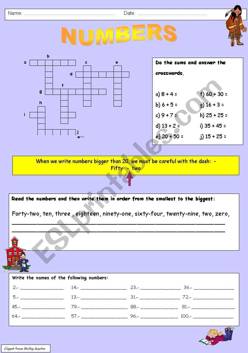 Numbers worksheet