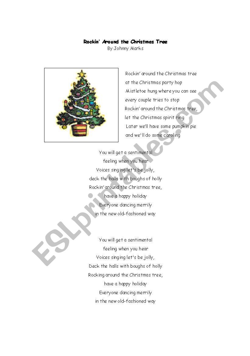 Rockin´ Around the Christmas Tree - ESL worksheet by Skibear101