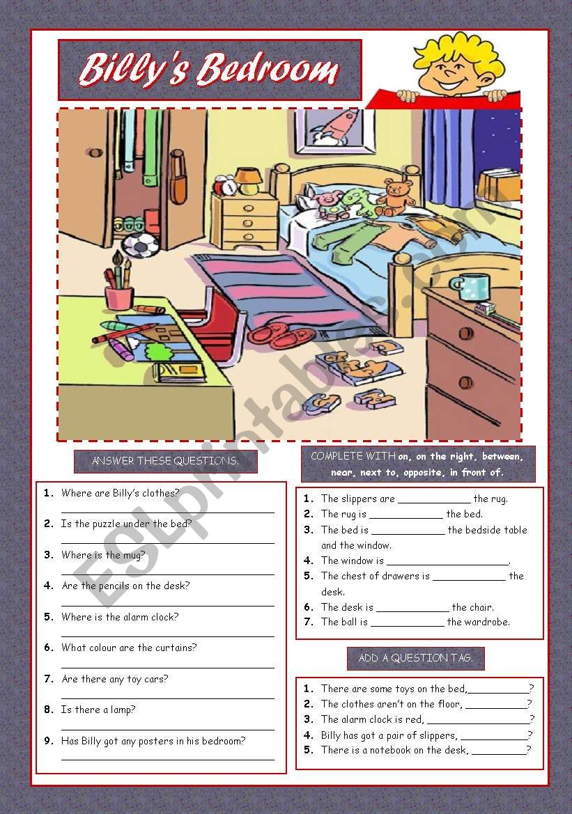 BILLYS BEDROOM worksheet