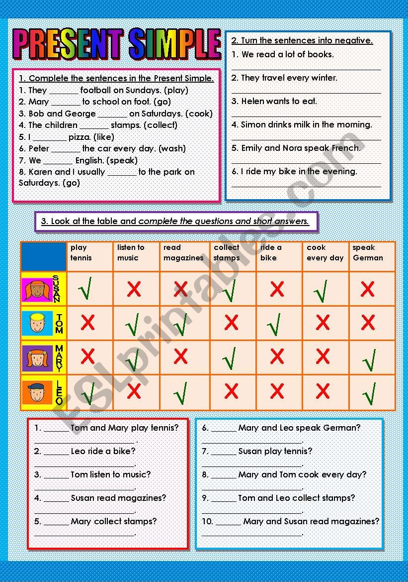 PRESENT SIMPLE. worksheet