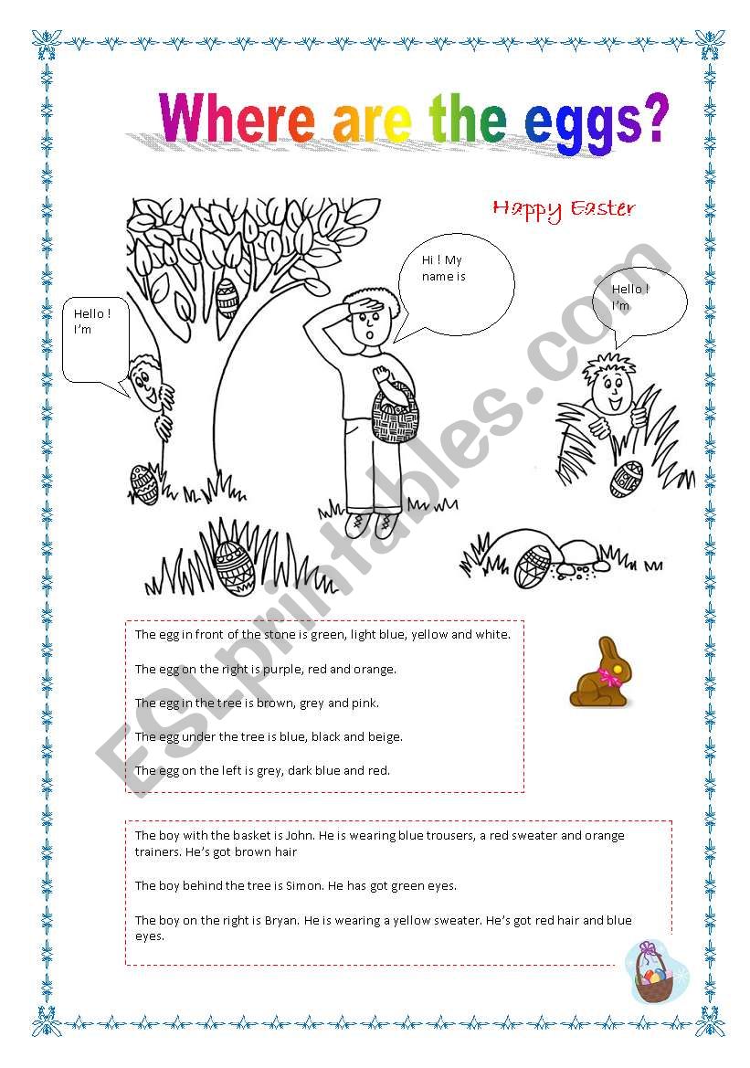 Where are the eggs? worksheet