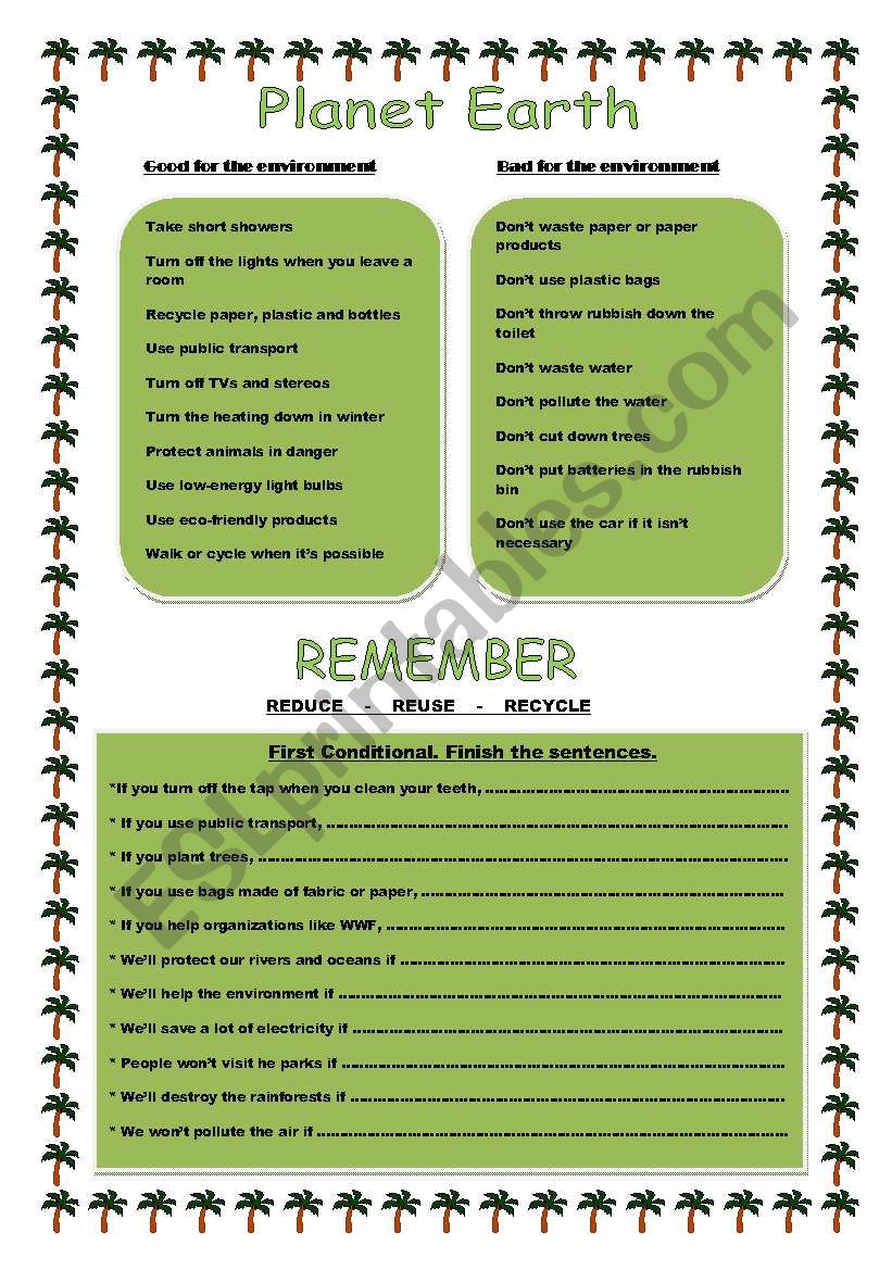 PLANET EARTH worksheet