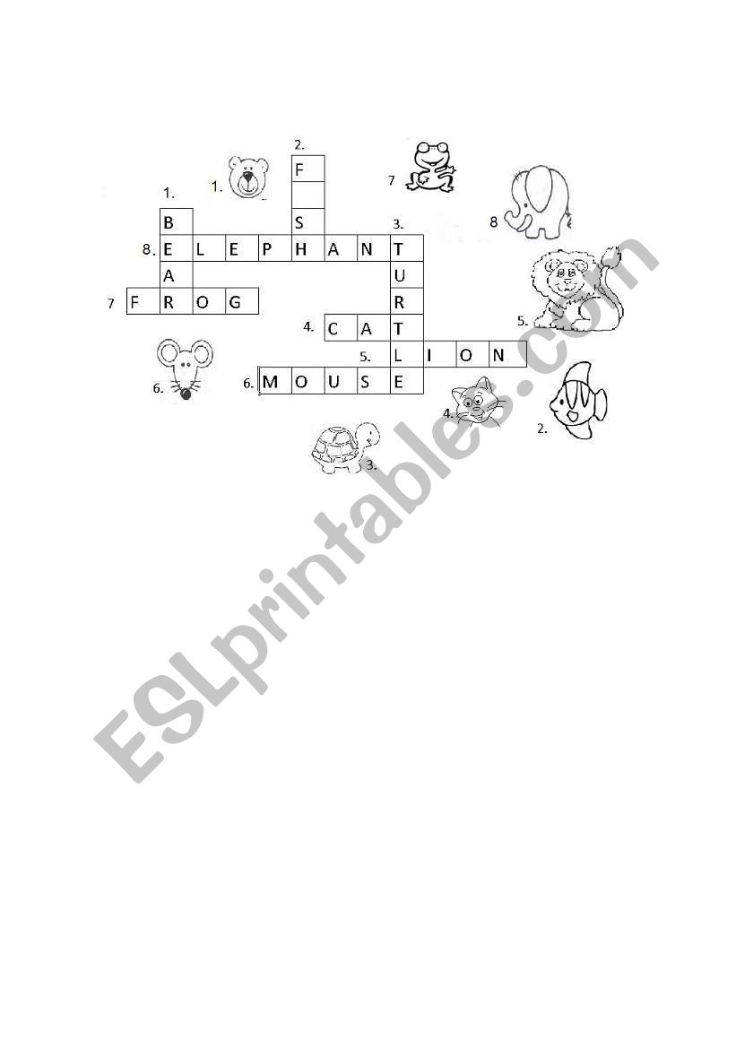 Animals Crossword worksheet