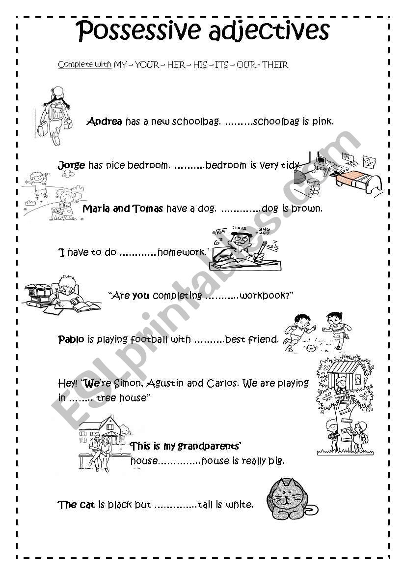 possessive adjectives worksheet