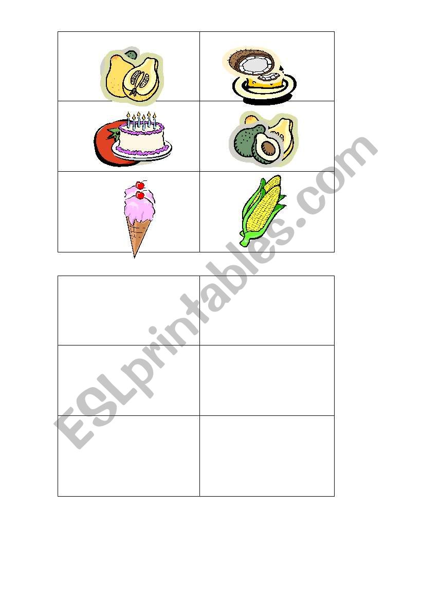 FOOD BINGO worksheet