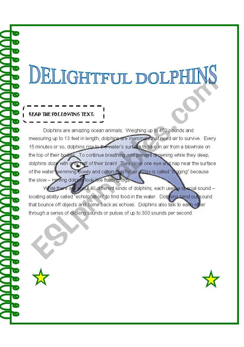 Delightful Dolphins worksheet