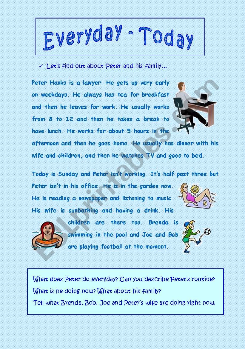 Peter´s routine and Peter today - ESL worksheet by Chilvis