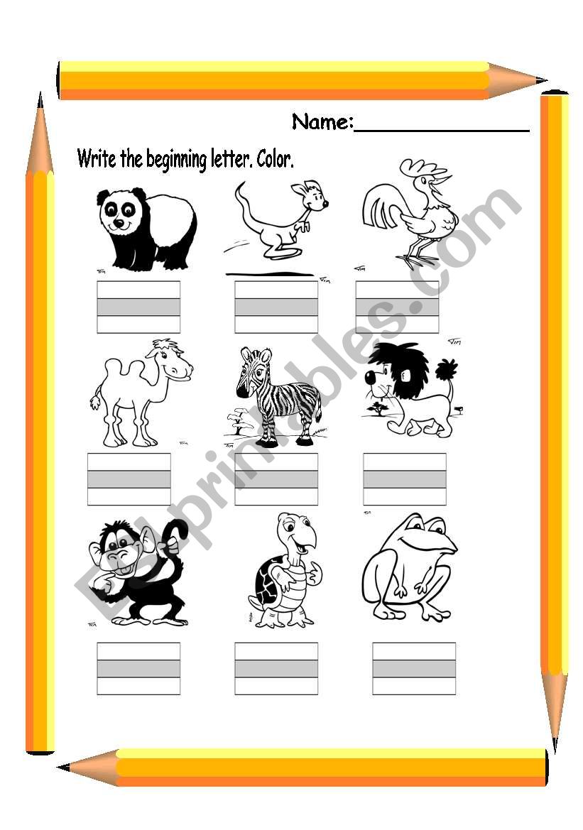 Write the beginning letter 2 worksheet