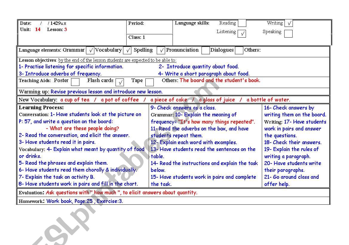 lesson plan worksheet