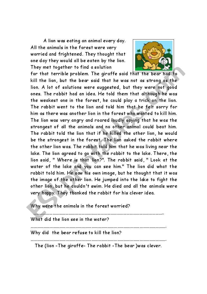 lion and rabbit worksheet