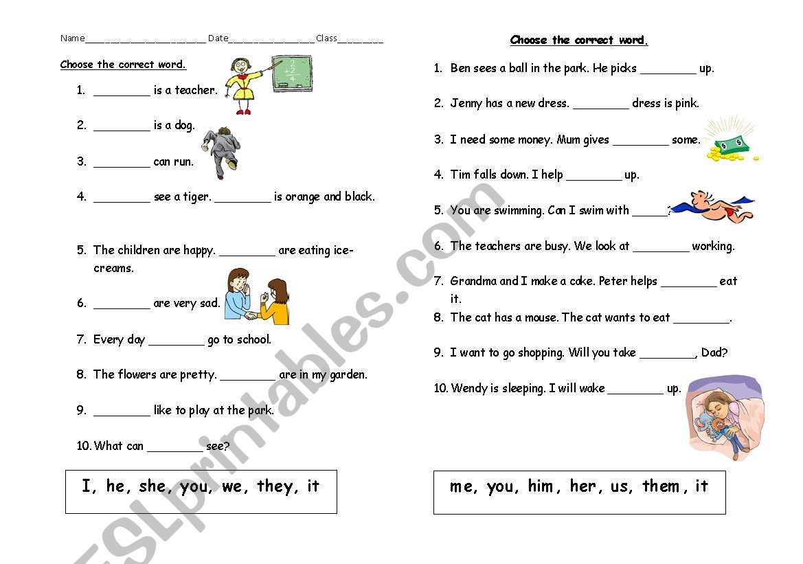 Personal Pronouns worksheet