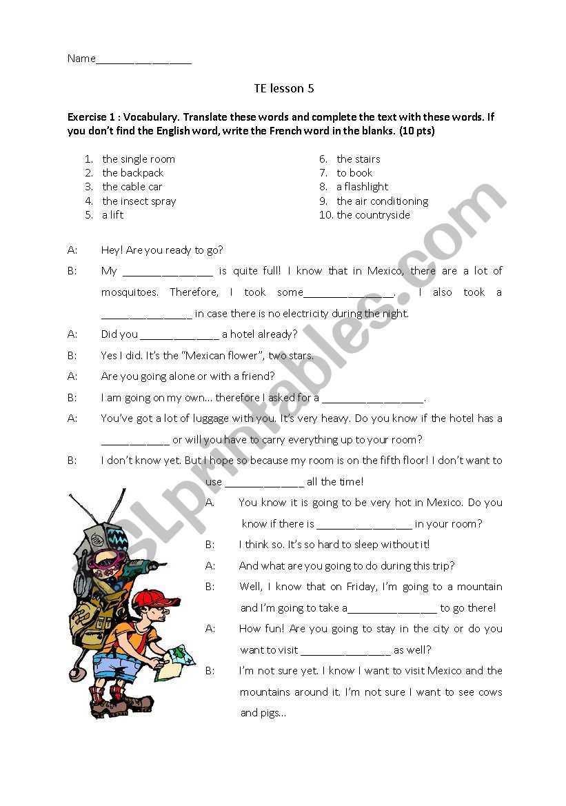 TEST on future tenses, verb patterns, tourism vocabulary and use of shall. With key.