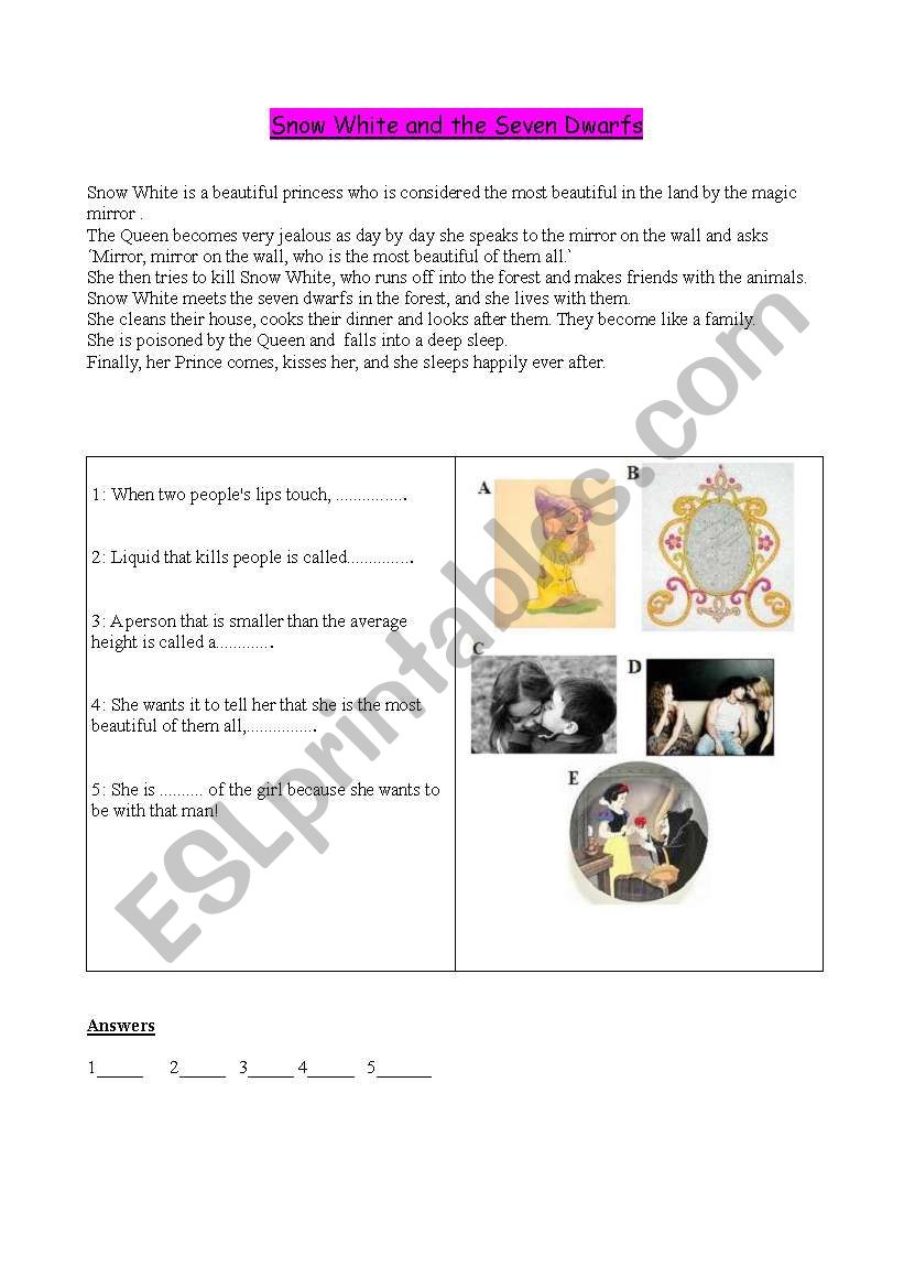 Snow White worksheet