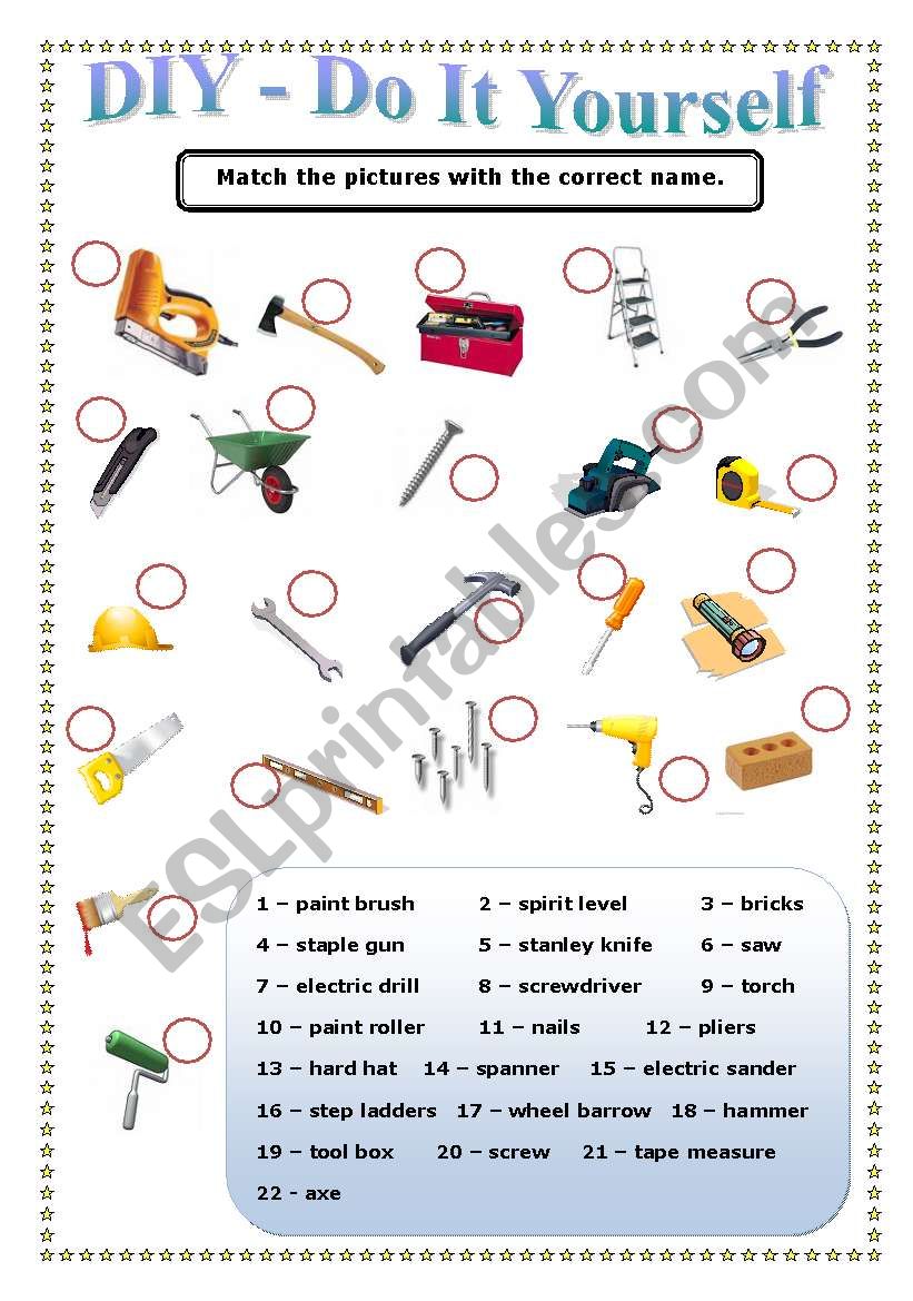 DIY - Do It Yourself  worksheet