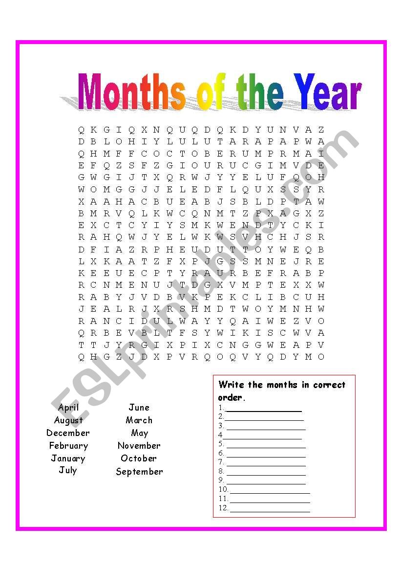 Months of the Year worksheet