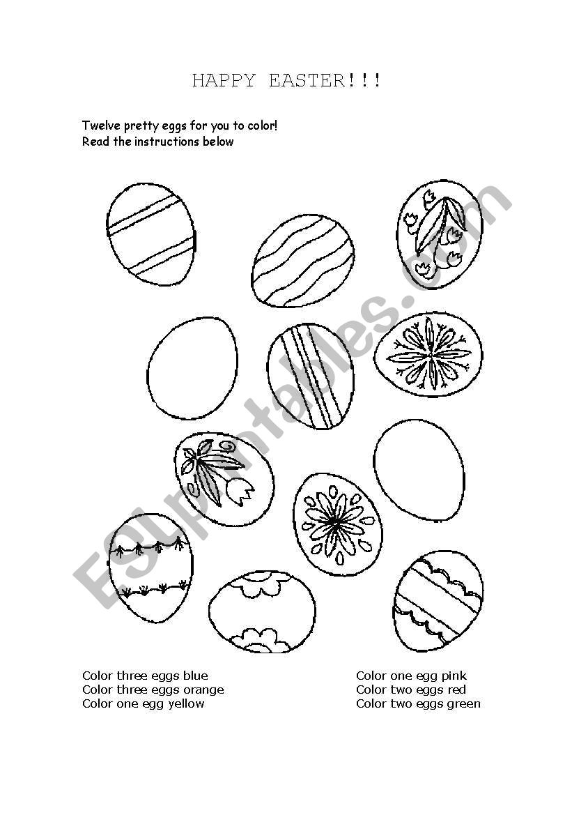 Color the chocolate eggs! worksheet