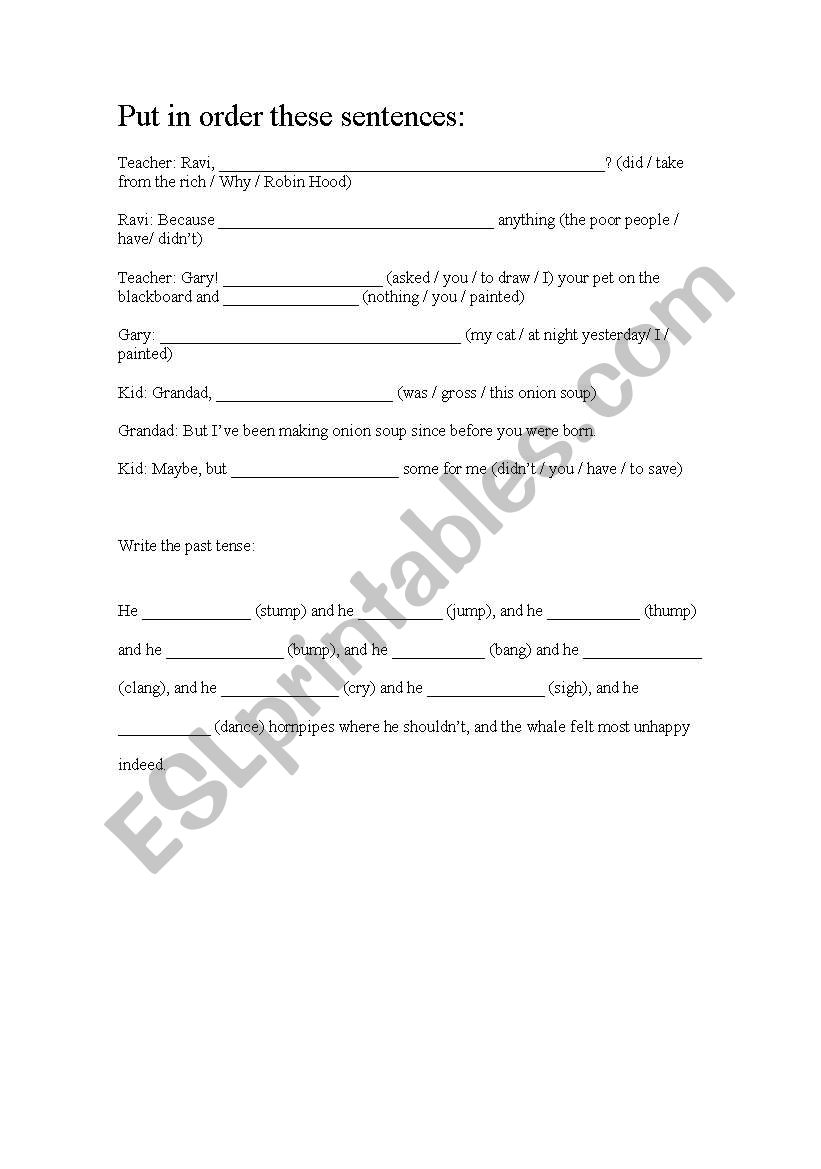 Past tense  worksheet