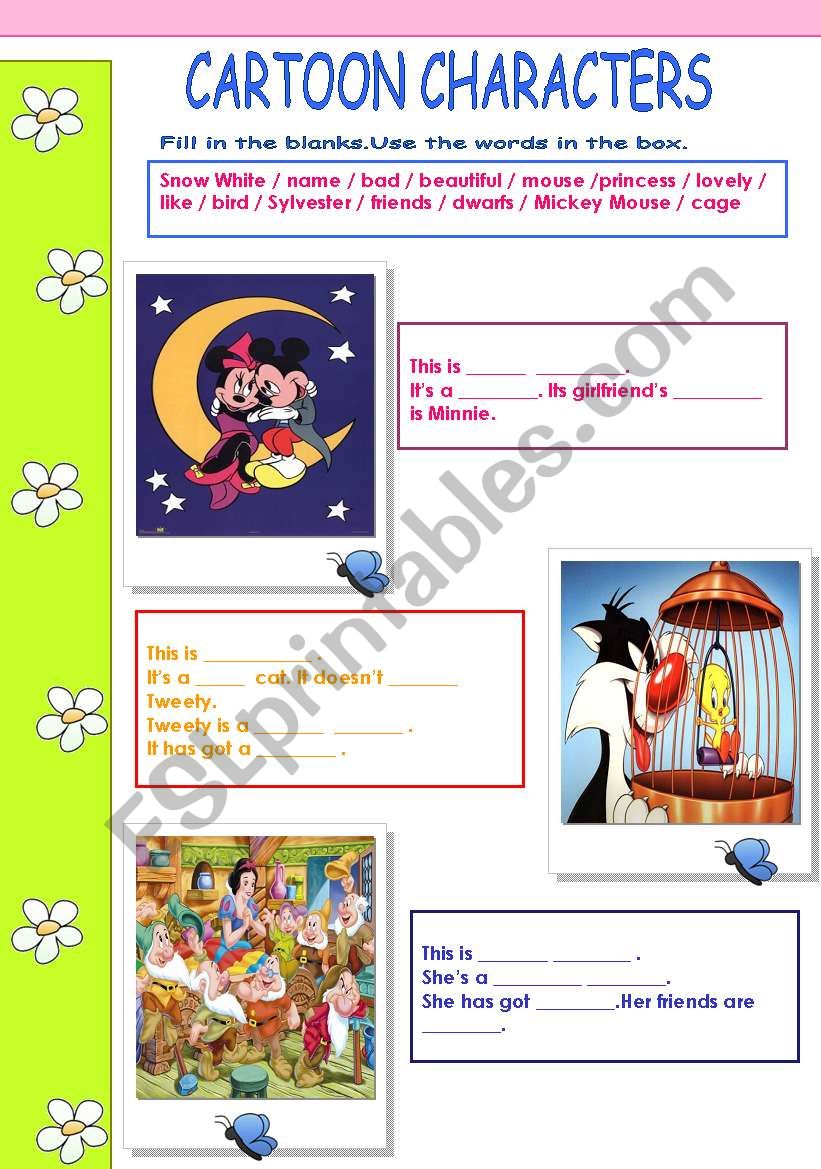 Cartoon Characters worksheet