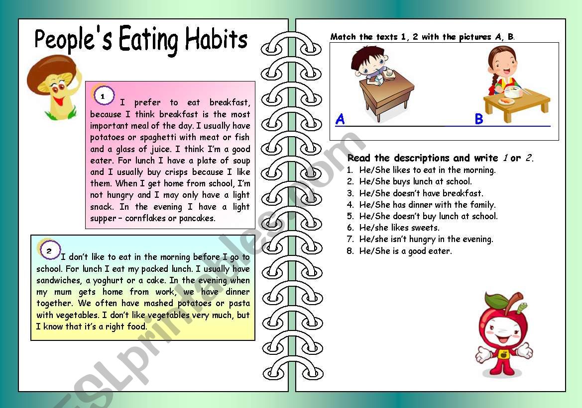 Peoples Eating Habits worksheet