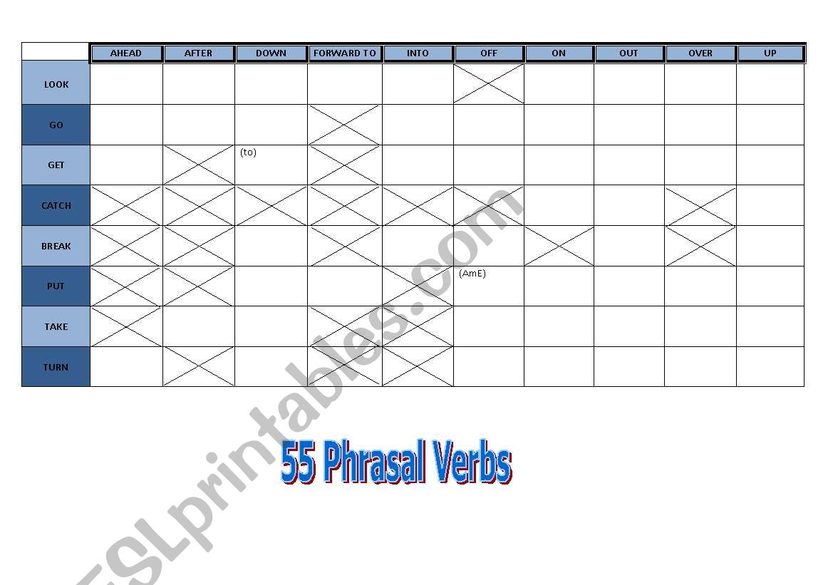 55 Phrasal Verbs worksheet