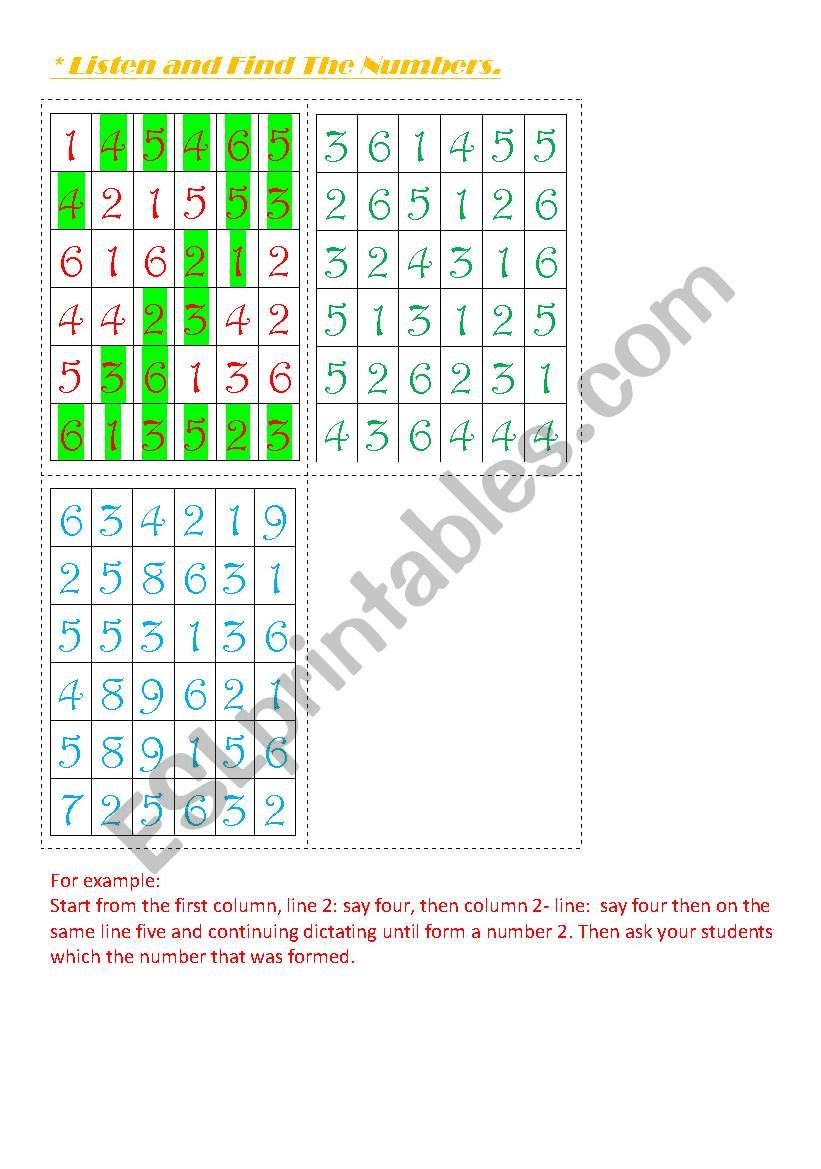 Numers worksheet