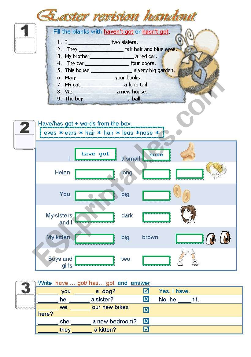 Easter revision for Juniors - 2 pages