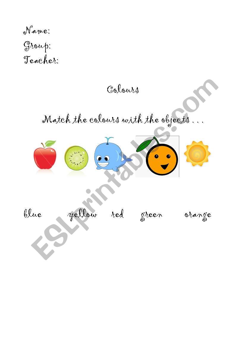 colours worksheet
