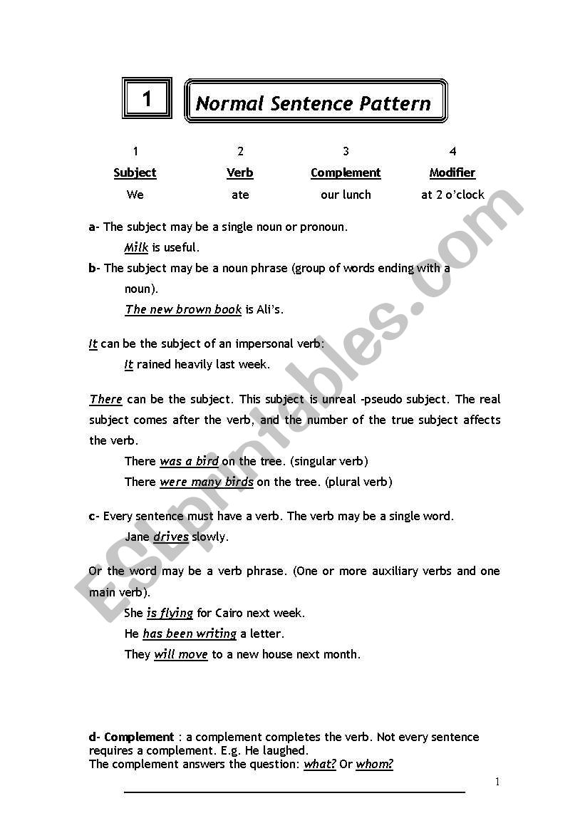 grammar worksheet