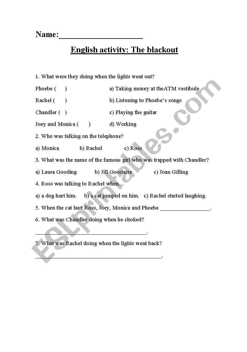 Friends worksheet