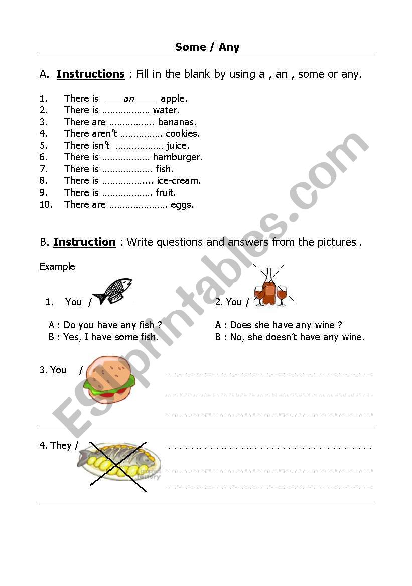 Some / Any worksheet