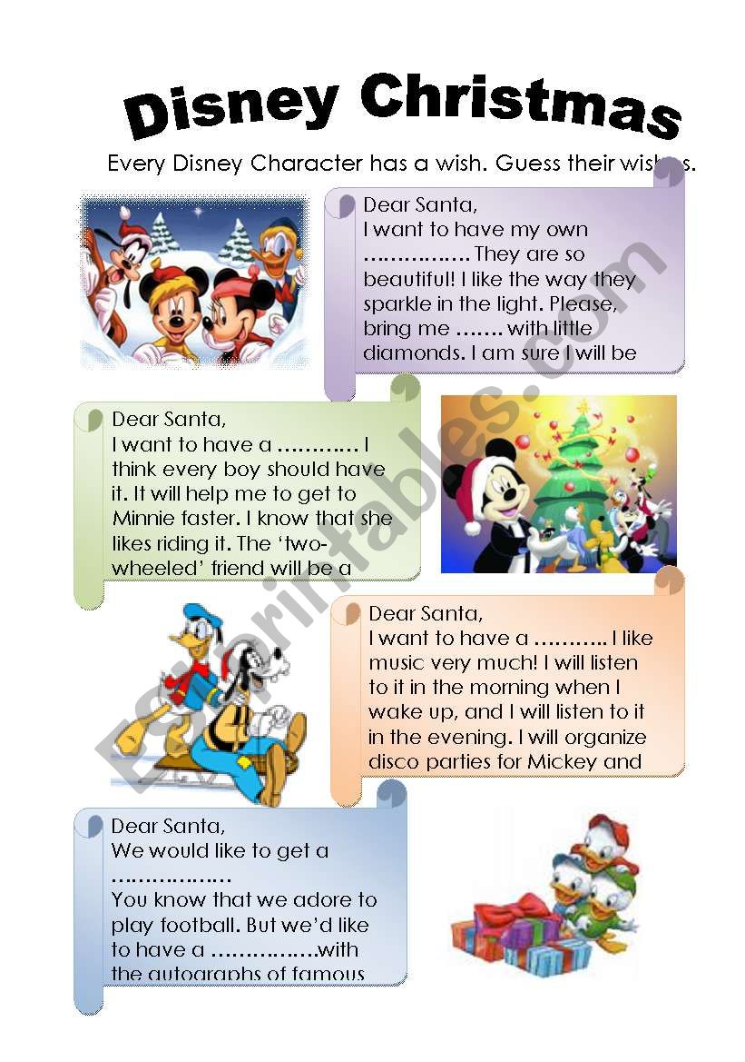 Disney Characters Wishes worksheet