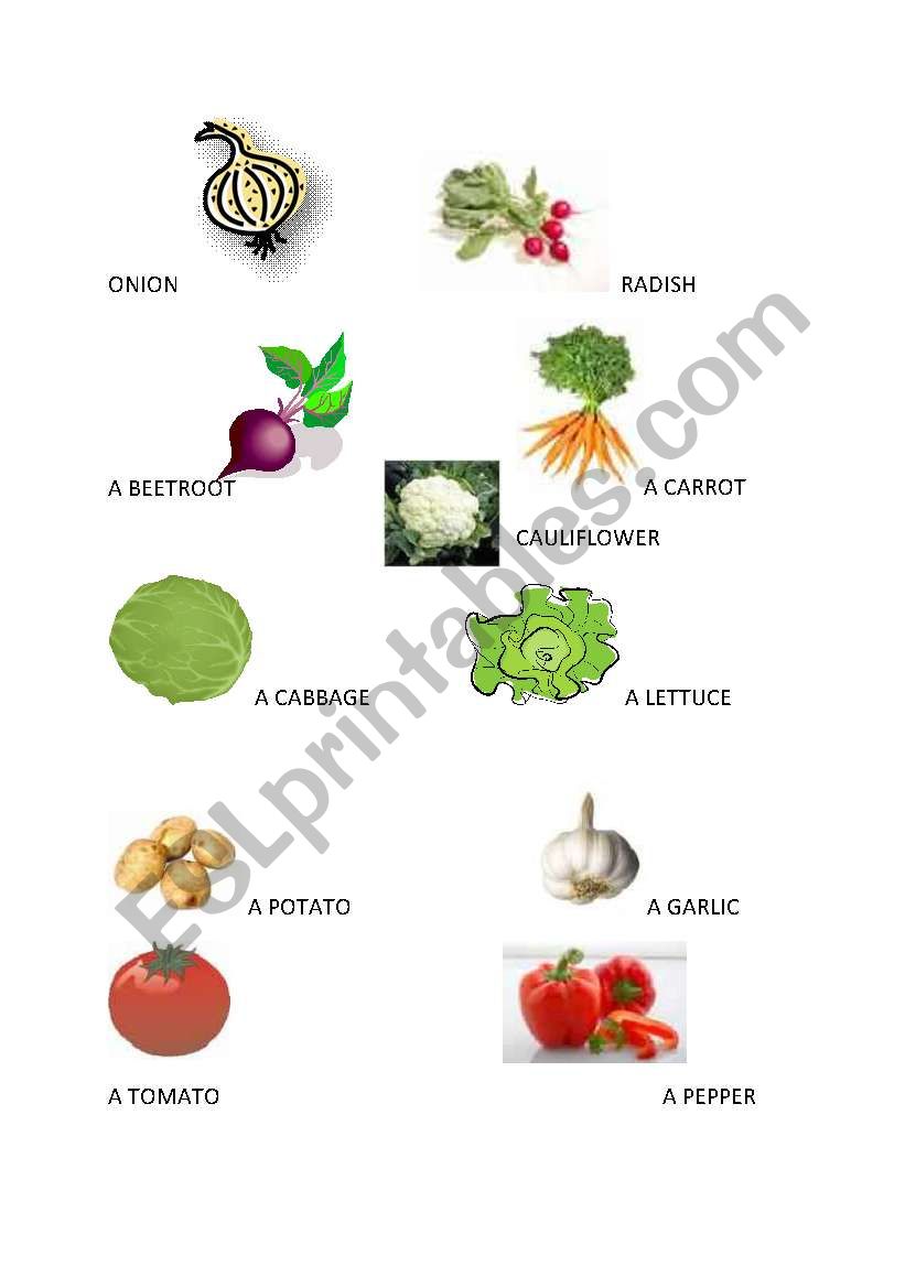 VEGETABLES AND FRUITS worksheet