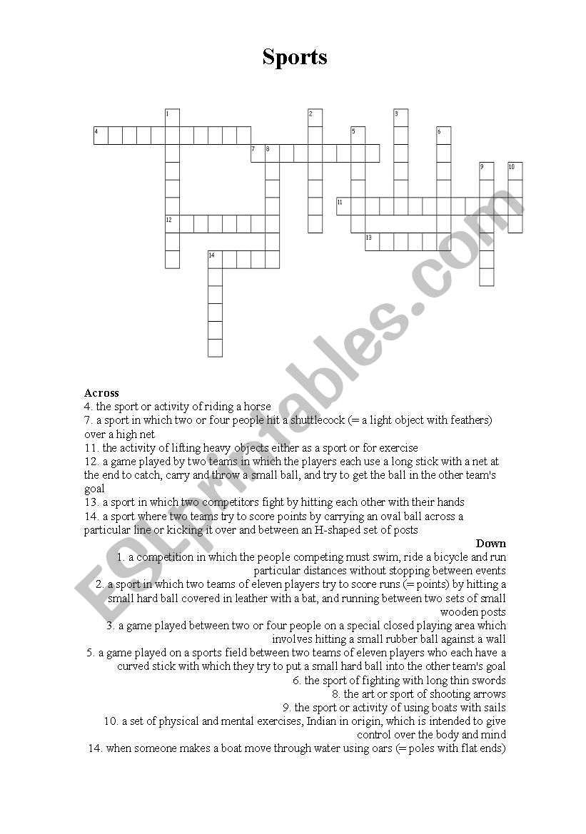 Sports Puzzle worksheet