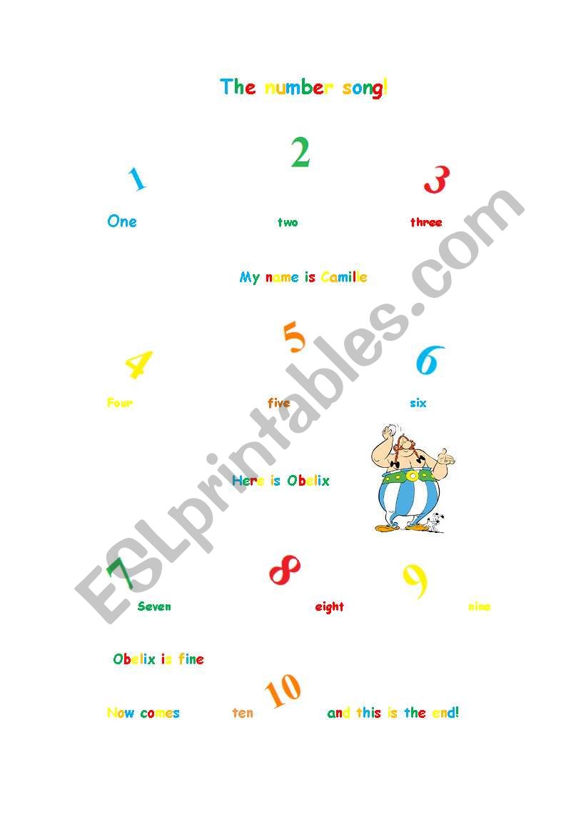 The number song worksheet