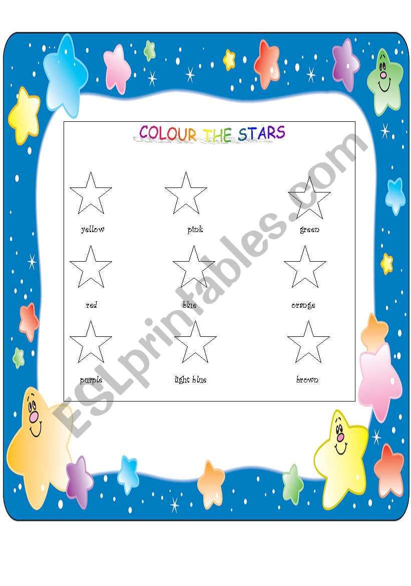 Colour the stars worksheet