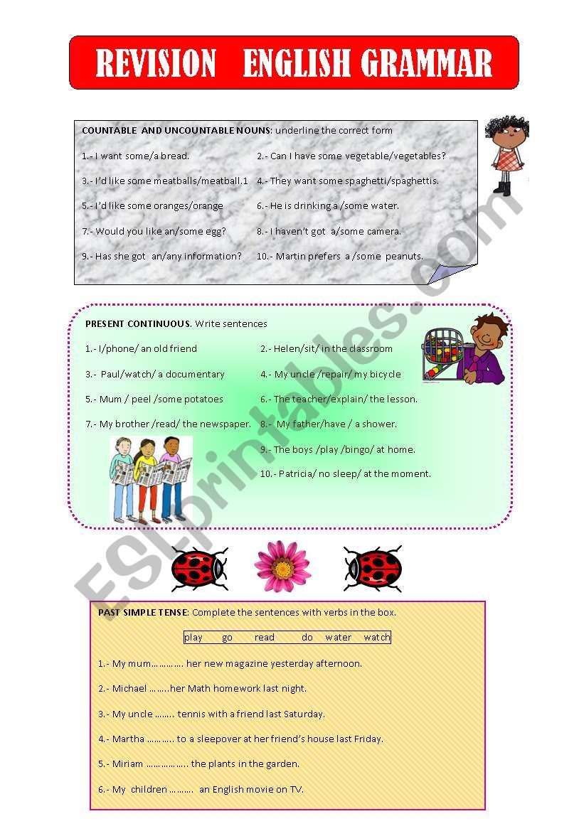 GRAMMAR REVISION 3 worksheet