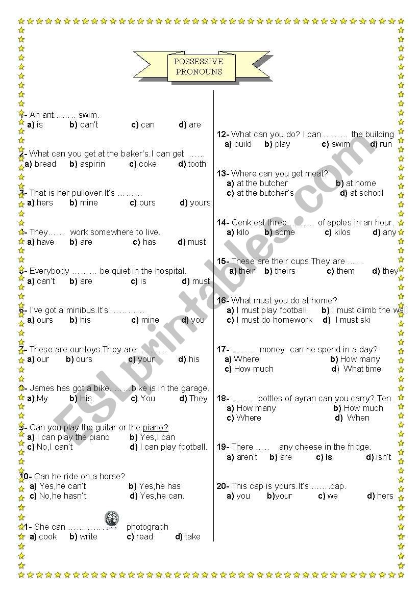 PERSONAL PRONOUNS worksheet