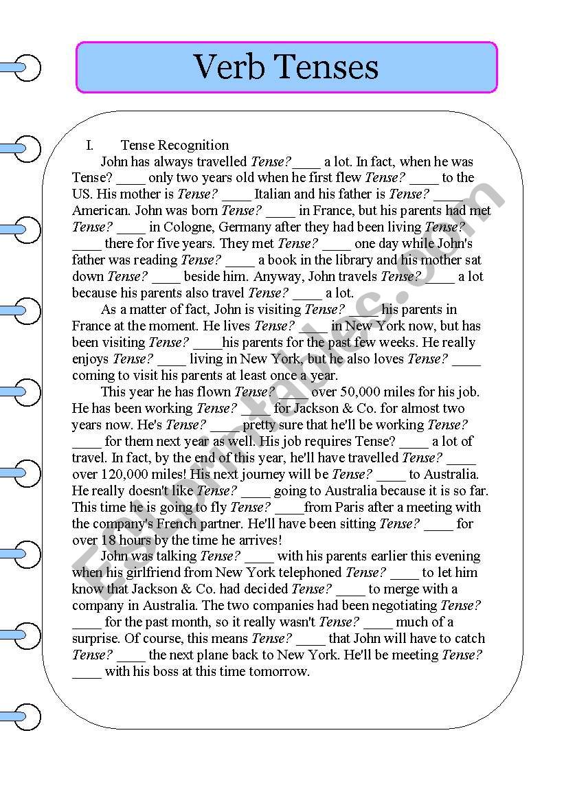 Verb Tenses (I) worksheet