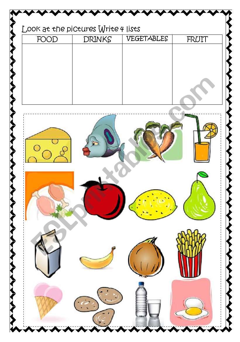 Food and Drinks Revision worksheet