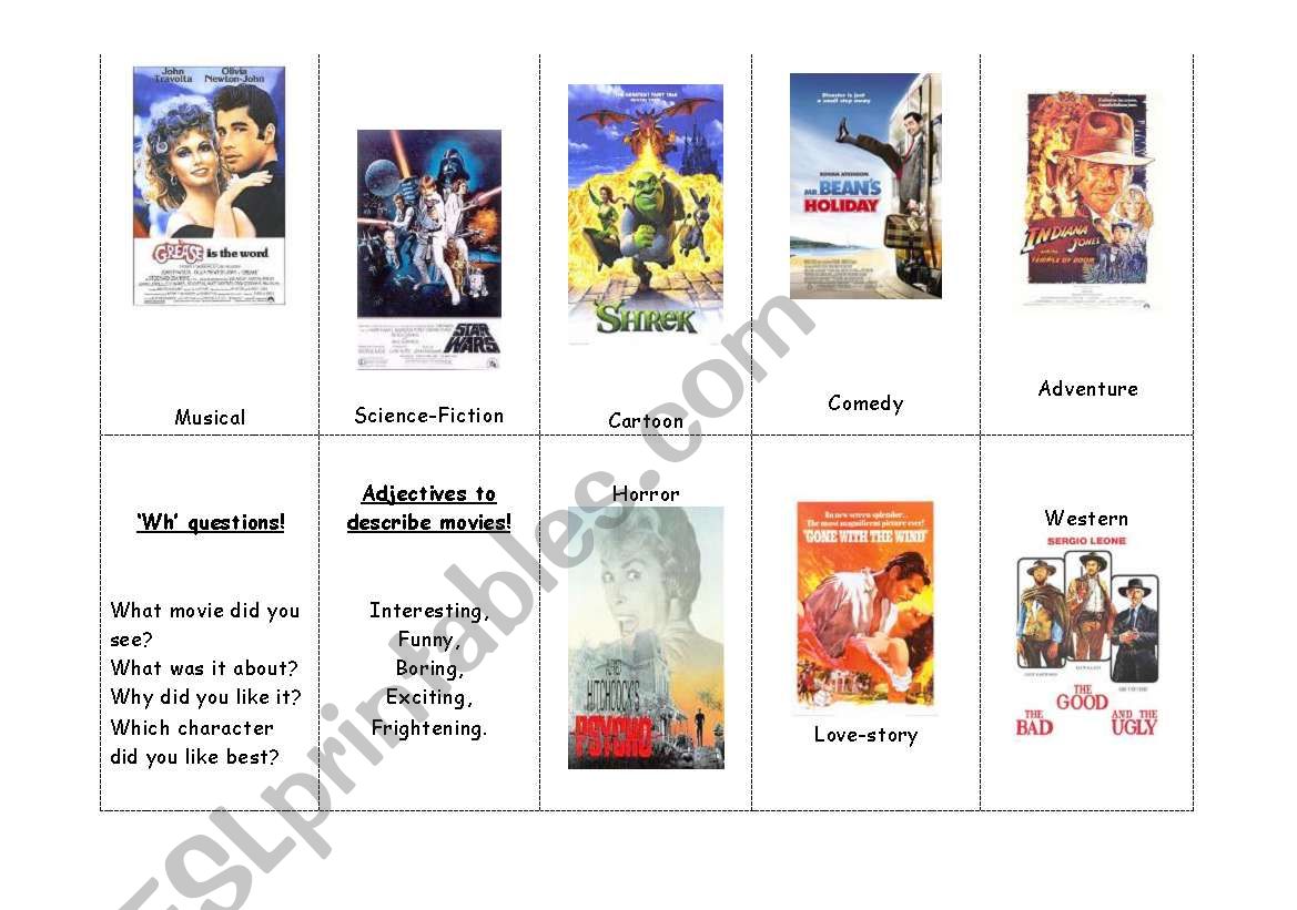 movies and adjectives worksheet
