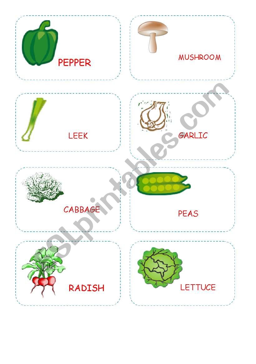 VEGETABLE MEMORY GAME OR FLASH CARDS 2/2