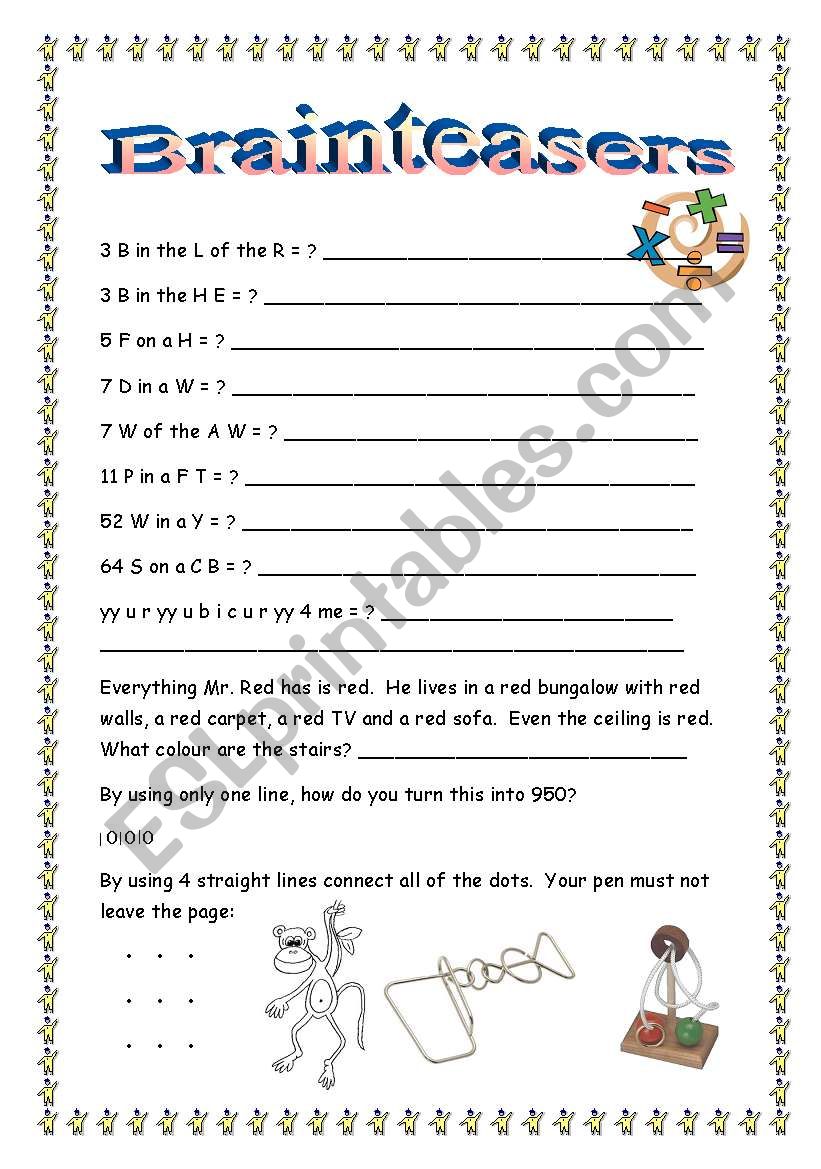 Brainteasers worksheet