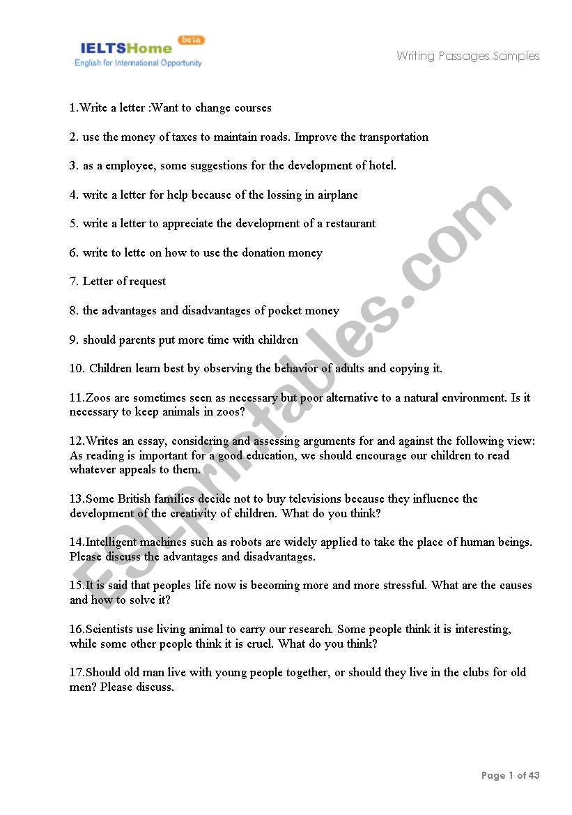 ielts writing worksheet