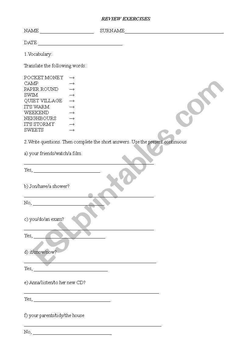 PRESENT CONTINUOUS AND WH QUESTIONS