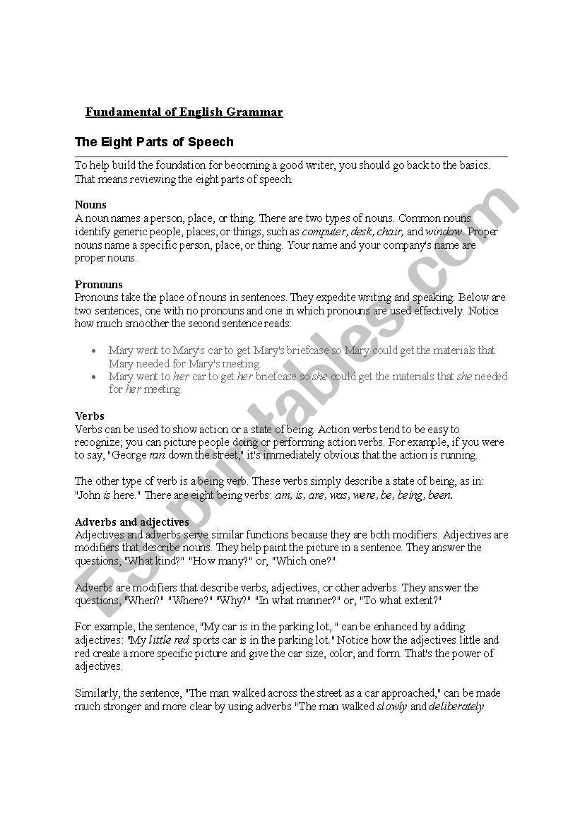 fundamentals of English grammer