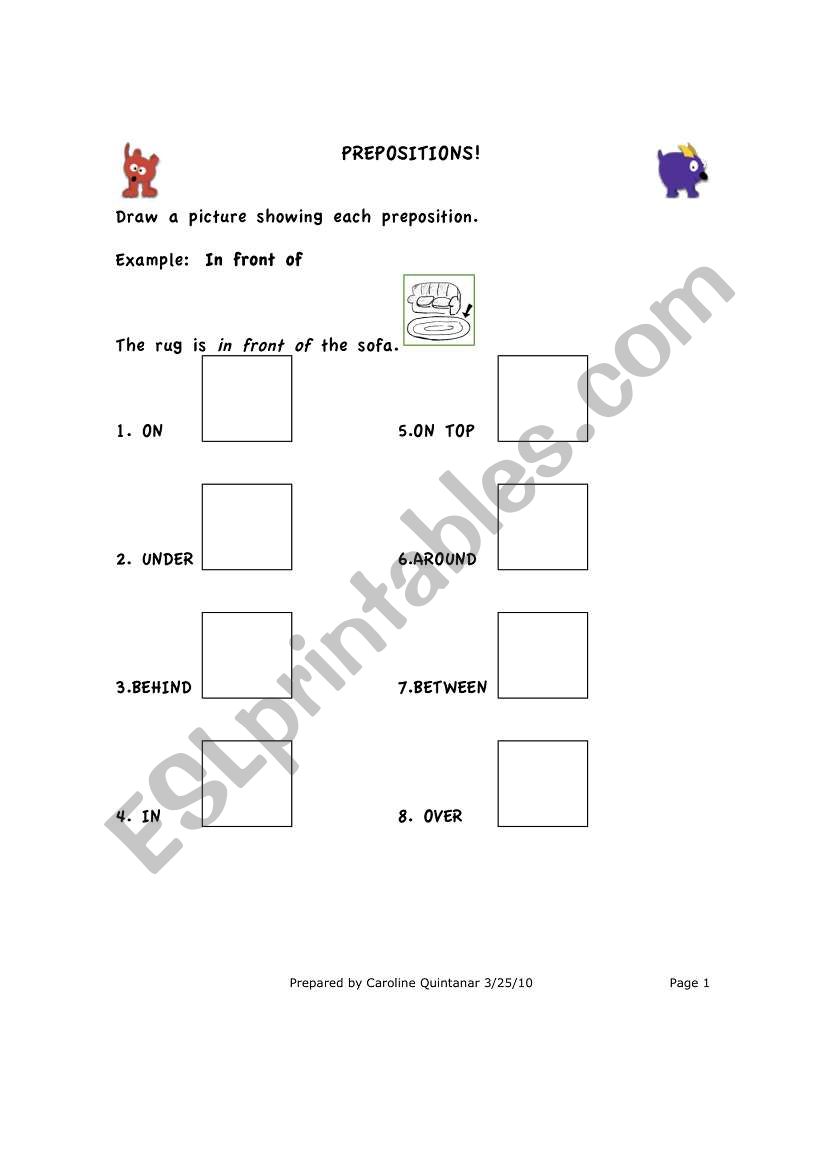 Preposition Practice worksheet