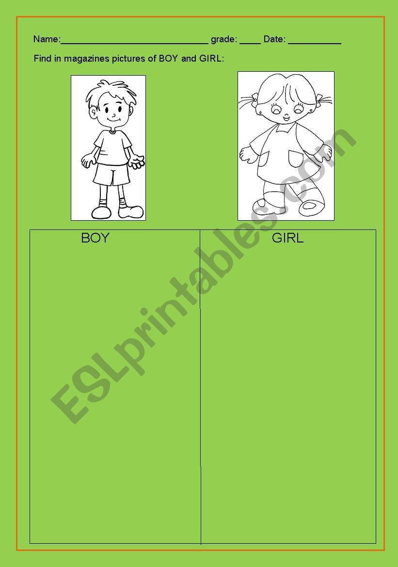 Boy and Girl worksheet
