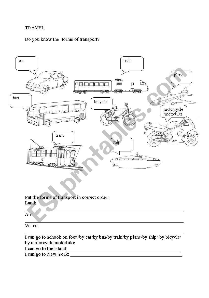 Travel worksheet