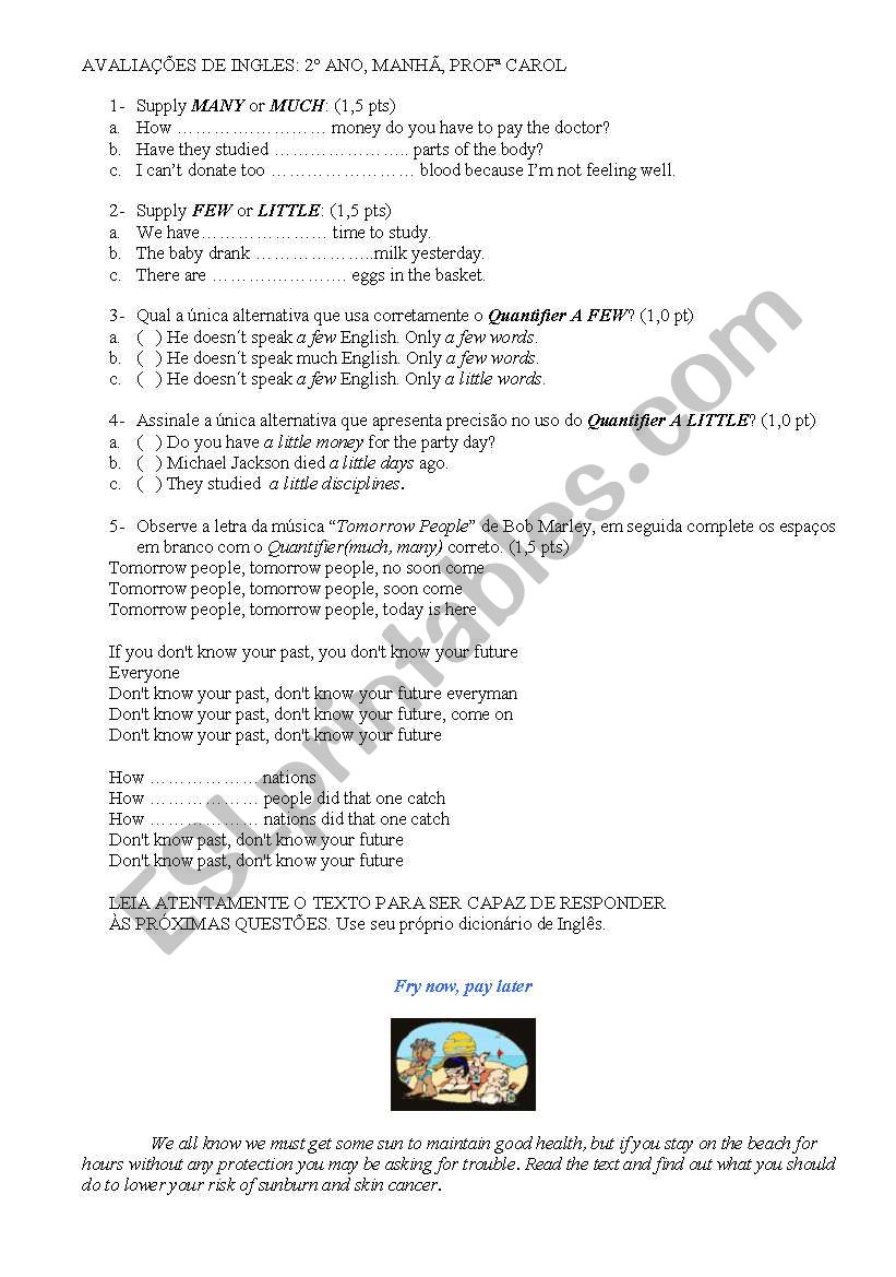 QUANTIFIERS WITH TEXT COMPREHENSION