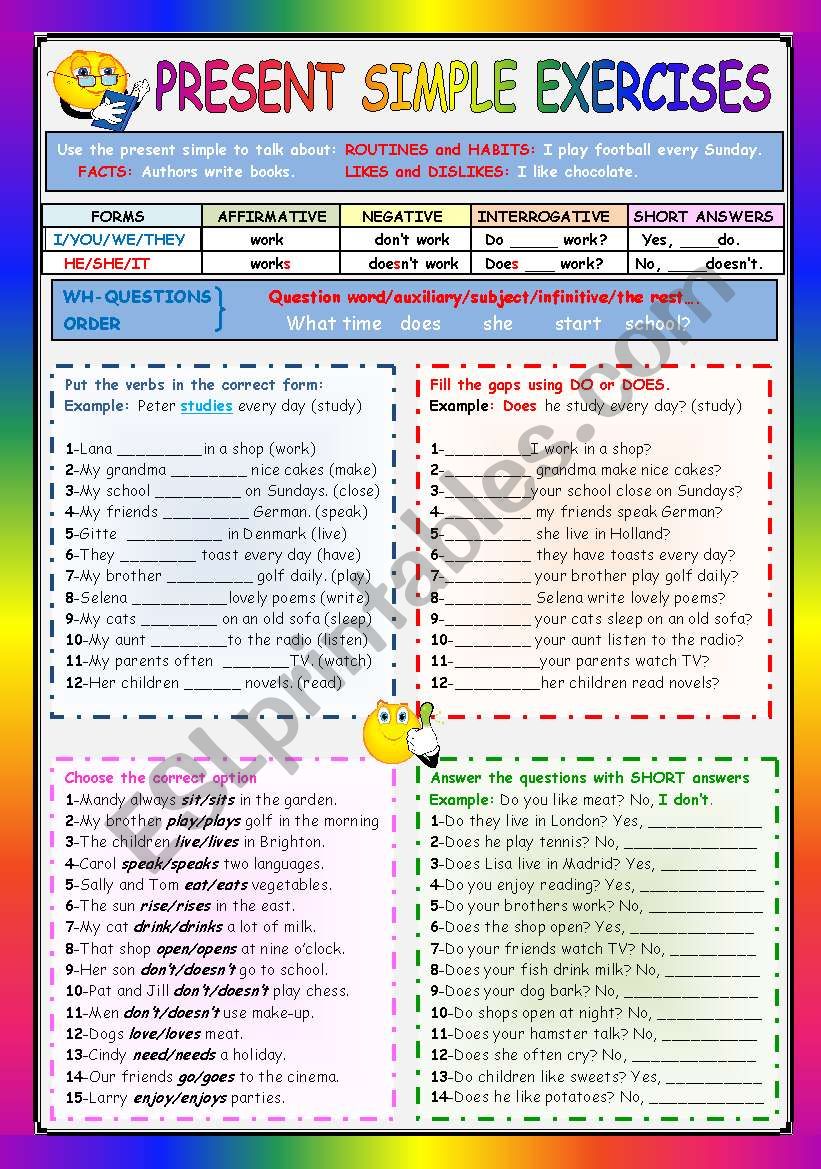 PRESENT SIMPLE EXERCISES worksheet